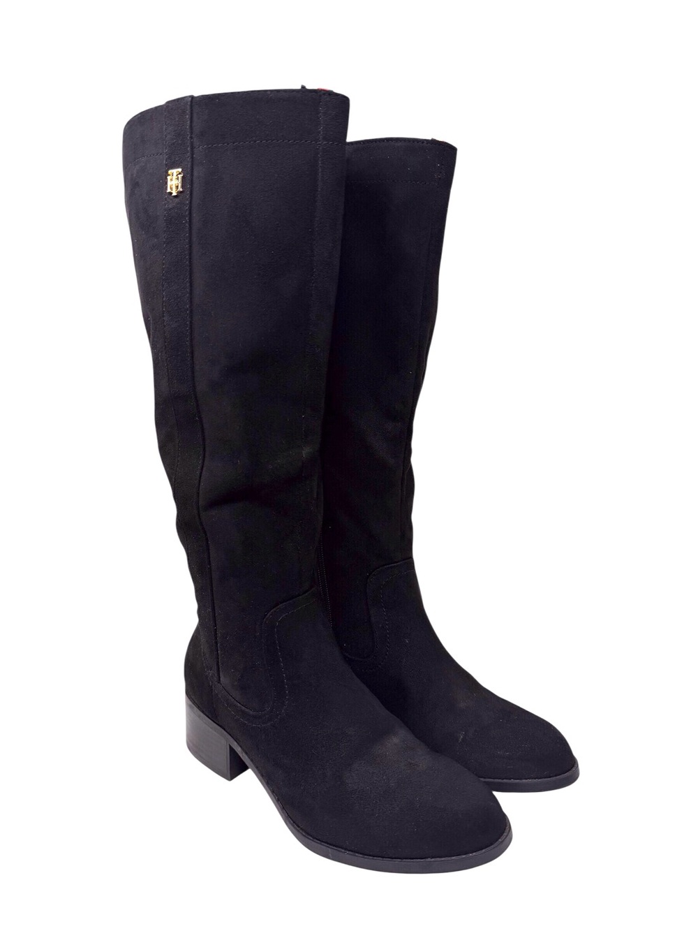 Tommy Hilfiger vegan suede tall black heeled boots women’s size 7M EUC